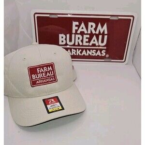 FARM BUREAU ARKANSAS Trucker Hat Richardson 225  w/ Metal License Plate Upf 35+